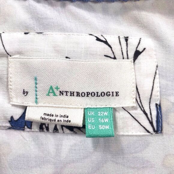 Anthropologie Blue and Cream Floral Midi Dress - Picture 4 of 16